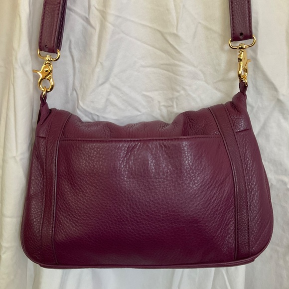 Tory Burch Amanda Foldover Crossbody Purse Pebbled Tumbled Purple Leather - Picture 2 of 7